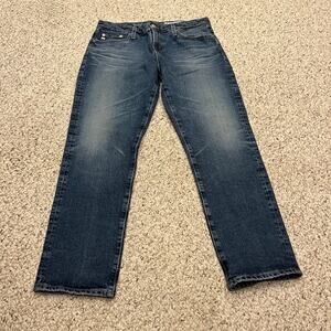 AG Adriano Goldschmied Nolan Relaxed Slim Ankle Jeans Sz 28 Dark Wash Casual